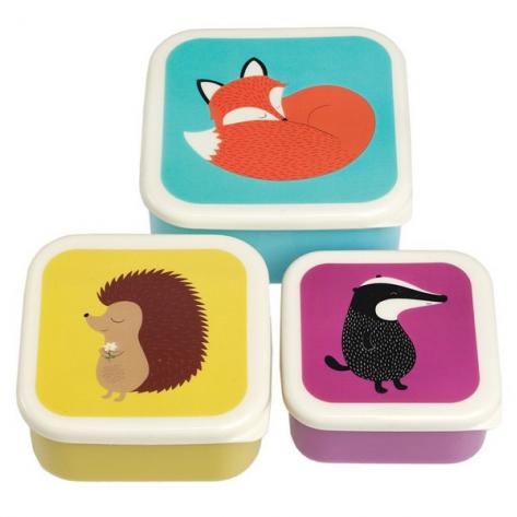Set of 3 rusty fox and friends snack boxes