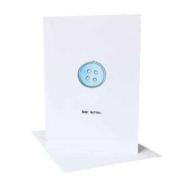 Baby button blue greeting card