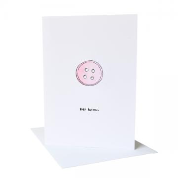 Baby button pink greeting card